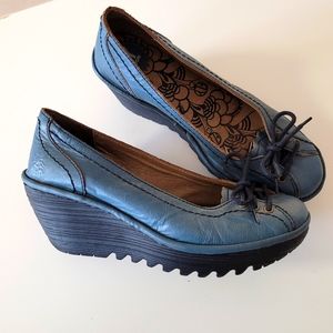 Flye London Petrol Blue Wedges Size 39 eu